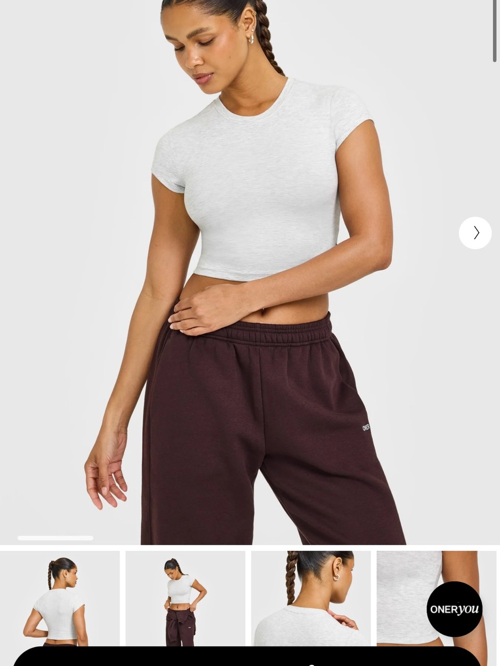 Oner Active Crop Tee in Light Heather Gray